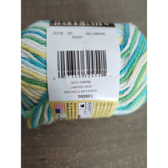 Lily Sugar n Cream Yarn Mod Ombre 2oz 95 yd Cotton Variegated Green Yellow White - Picture 2 of 4